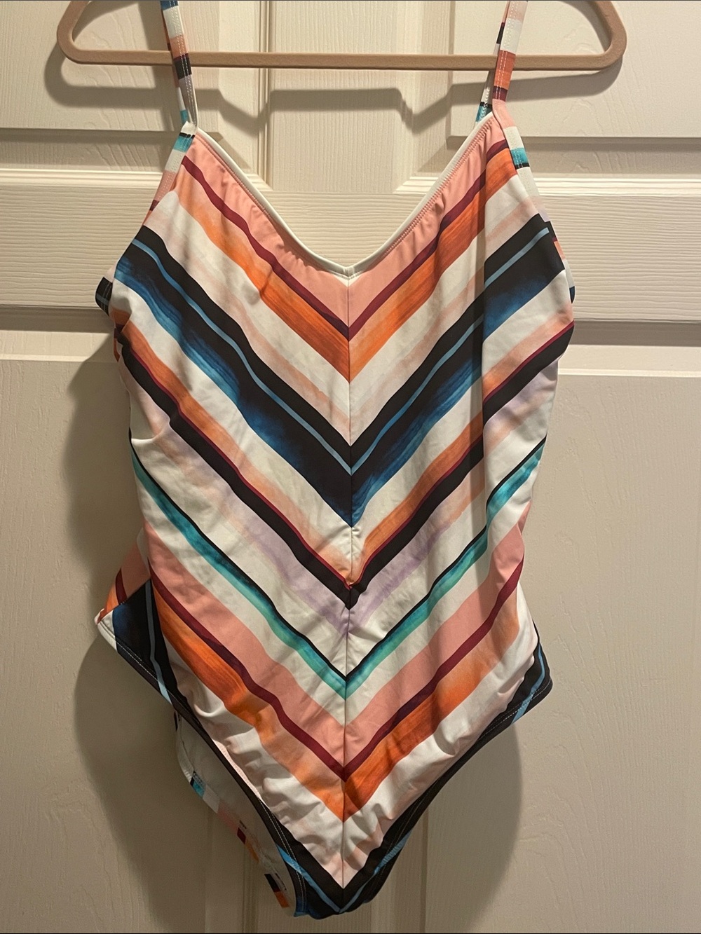 La Blanca Multicolor Chevron V-Neck Swimsuit  16W